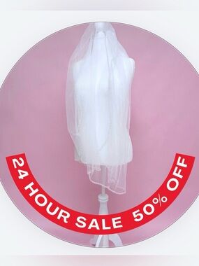 Sheer White Bridal Veil with Beaded Edge